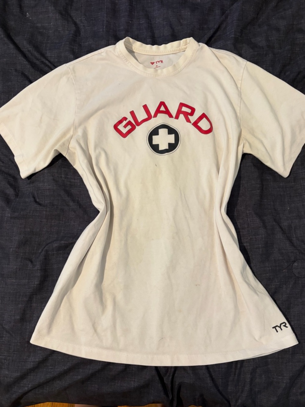 TYR Cream Tee with Red Logo